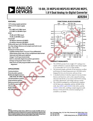 AD9204BCPZ-40 datasheet  